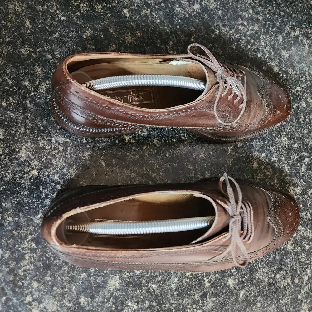 Jean Thiot Men's Oxford Shoes Tips Floral design size 9
